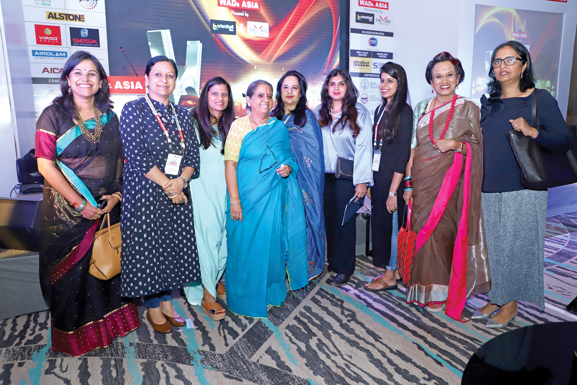 (From right) Ar Sonali Rastogi (Delhi) , Ar Nela D’Zoysa (Sri Lanka), a delegate, Ar Bhavya Kenkare (Mumbai), Ar Payal Kapoor, Ar Namita Singh (Chandigarh), Ar Shilpa, Ar Sabeena Khanna (Gurgaon), Ar Murugkar (Pune)